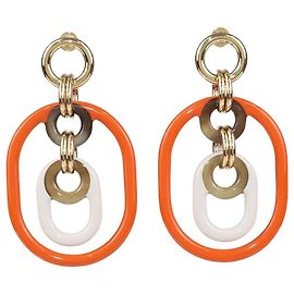 Hermès Pendientes Eurydice Large Hermes de cuerno lacado multicolor y permabrass Multicolor