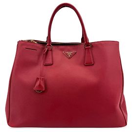 Prada Double Zip Lux Vernice Saffiano Leather Medium Vermelho