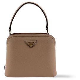 Prada Matinee Top Handle Saffiano Leather Micro Bege