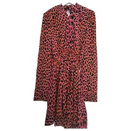 Zadig & Voltaire Vestido Largo Estampado de Leopardo Negro Rosa Naranja Estampado de leopardo