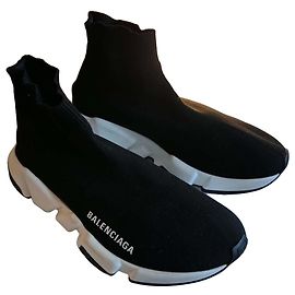Balenciaga Speed Trainer Baskets en Tissu Noir Noir Blanc