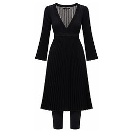 Ensemble Dolce & Gabbana Robe Midi Plissée et Leggings Capri - Noir Noir