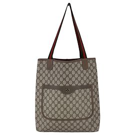 Gucci Saco de Compras Ophidia Vintage em Lona Monogramma Bege com Alça Web Bege