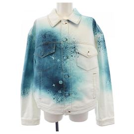 Casaco de ganga Louis Vuitton LV Spray Branco Azul