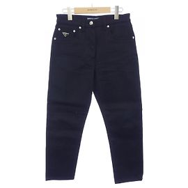 Vaqueros de denim elástico de 5 bolsillos Prada Negro