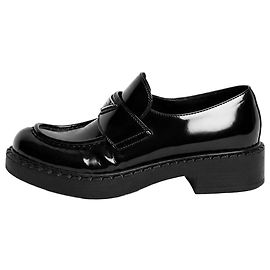 Prada Mocasines Chocolate de piel cepillada negra - size EU 39 Otro