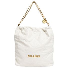 Chanel Borsa a tracolla Large 22 matelassé in vitello bianco Altro