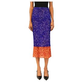 Dries Van Noten Saia midi de malha impressa azul e laranja - size XS Outro