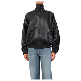 Acne Black leather blouson jacket - size UK 6 Other