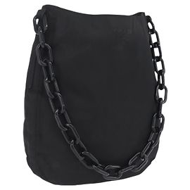 PRADA Plastic Chain Shoulder Bag Nylon Black Silver Altro