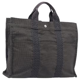 Hermès HERMES Her Line MM Hand Bag Canvas Gray Silver Altro