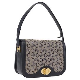Céline CELINE C Macadam Canvas Schultertasche Navy Gold Andere
