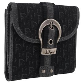Portefeuille Christian Dior Trotter Canvas Noir Argent Autre