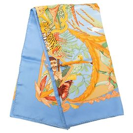 Hermès Blue Amazonia Silk Scarf 90 Blue Light blue