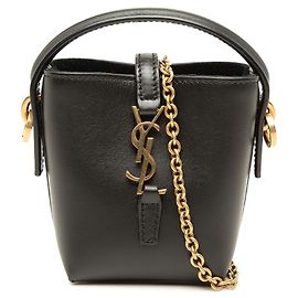 Autre Marque Borsa secchiello Le 37 Saint Laurent in pelle di vitello lucida micro nera Nero