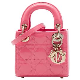 Dior Pink Micro Patent Cannage Lady Dior Rosa
