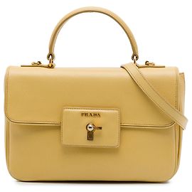 Borsa Prada Yellow Saffiano Lux Top Handle Satchel Giallo