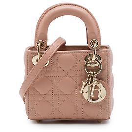 Dior Brown Micro Lambskin Cannage Lady Dior Marrom Carne