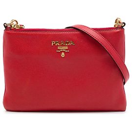 Prada Borsa Crossbody Red Vitello Daino Rosso