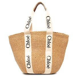 Panier Cabas Woody en Raphia Beige Chloé Beige