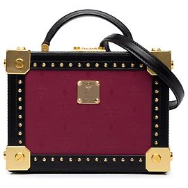 Bolsa Satchel MCM Odeon Berlin em couro de bezerro roxo Outro Roxo