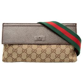 Bolsa Tiracolo Gucci em Lona GG Bege com Web Bege