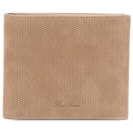 Carteira Extra Compact Loro Piana em pele de vitelo texturada castanha Marrom Taupe