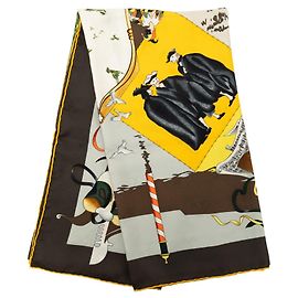Pañuelo de seda Hermès Yellow Le Carnaval de Venise 90 Amarillo