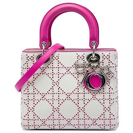 Dior Lady Dior Medium en Agneau Cannage Blanc Rose Autre