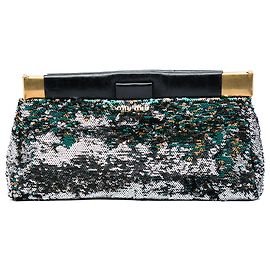Miu Miu Frame Clutch mit schwarzen Pailletten Schwarz