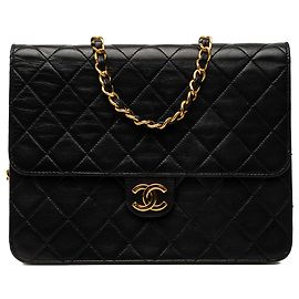 Chanel Black Small CC Quilted Lambskin Single Flap Nero