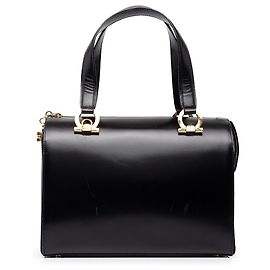 Salvatore Ferragamo Borsa Boston Ferragamo in pelle di vitello liscia nera con Gancini Nero