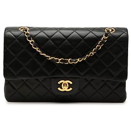 Chanel Black Medium Classic Lambskin Double Flap Noir