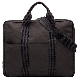 Hermès Brown Canvas Herline Porte Documents Marrom Castanho escuro
