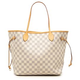 Louis Vuitton White Damier Azur Neverfull MM Branco