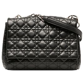 Dior Black Lambskin Cannage Soft Flap Nero