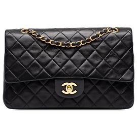 Chanel Black Medium Classic Lambskin Double Flap Noir