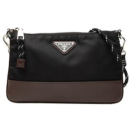 Capa para Smartphone Speedrock Prada em Re-Nylon Bicolor Preto com Acabamentos em Vitello Preto Outro