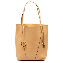 Chloé Brown Grained Calfskin Spin Tote Brown Camel