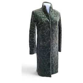 Autre Marque Mayle Casaco acolchoado em veludo verde com bordados florais - vintage Y2K Verde