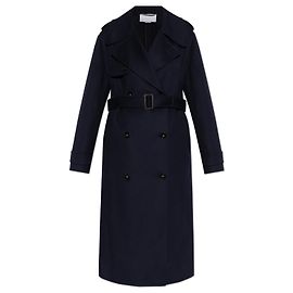 Stella Mc Cartney Stella McCartney Trenchcoat aus blauer Wolle mit Gürtel Blau Marineblau