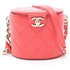 Borsa a tracolla Chanel Matelasse Vanity in pelle d'agnello Rosso