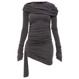 Autre Marque Vestido drapeado de punto gris MISBHV Gris