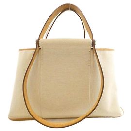 Hermès Bolsa Hermes Cabag Elan Toile H Vache Hunter Marrom Bege
