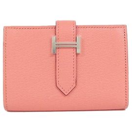 Hermès Carteira Hermes Bearn Mini Chevre Rosa