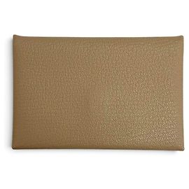 Hermès Hermes Calvi Chevre Card Case Brown Beige