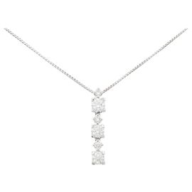 Tasaki Platinum Diamond Necklace Silvery Metallic