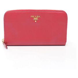 Portefeuille long Prada en cuir Saffiano Rouge