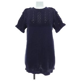 Top de malha Chanel Azul Azul marinho