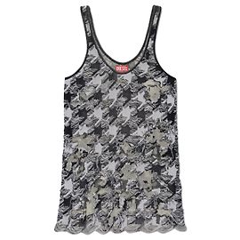 Vestido corto M-SIGNE Diesel de algodón gris pata de gallo Gris